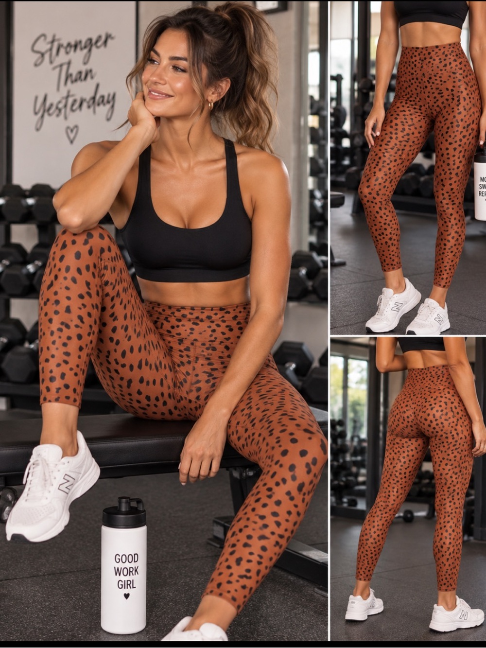 Beach Riot Ayla Leggings Brown Spot Leopard High Rise